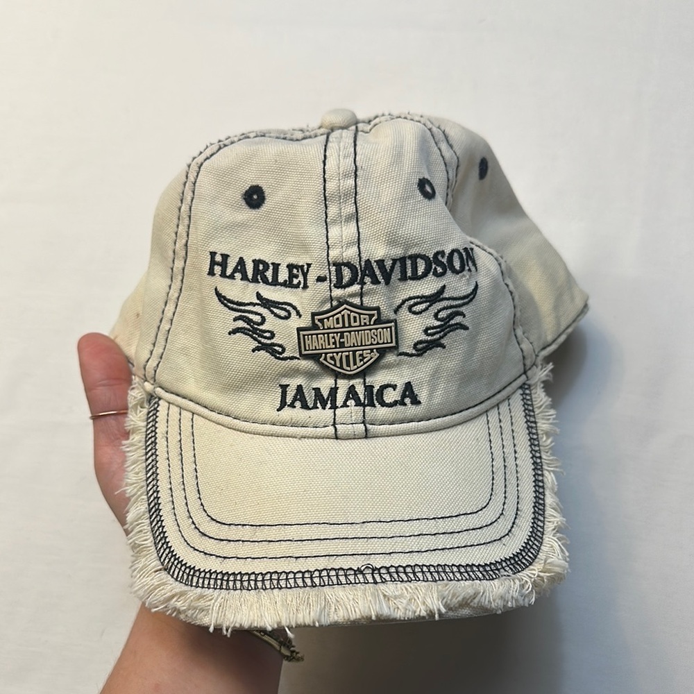 Harley-Davidson Jamaica Cream Fringe Hat with Mesh Back